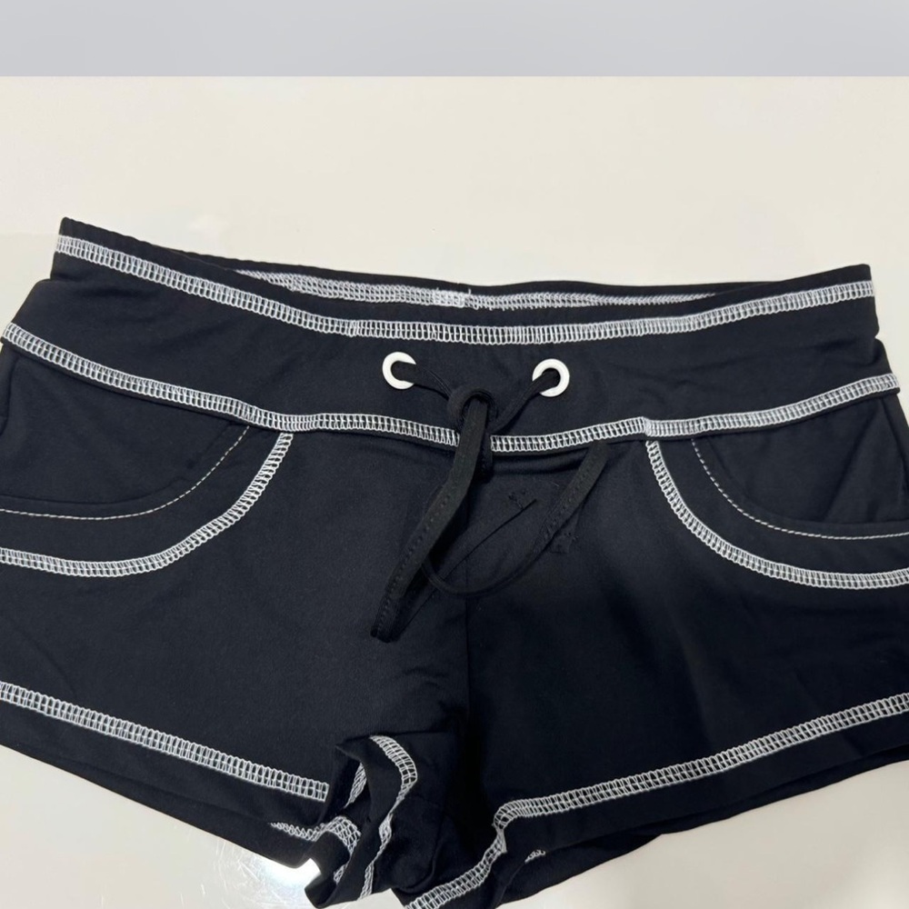 SHEIN Black and White Athletic Shorts with Drawstring Waist